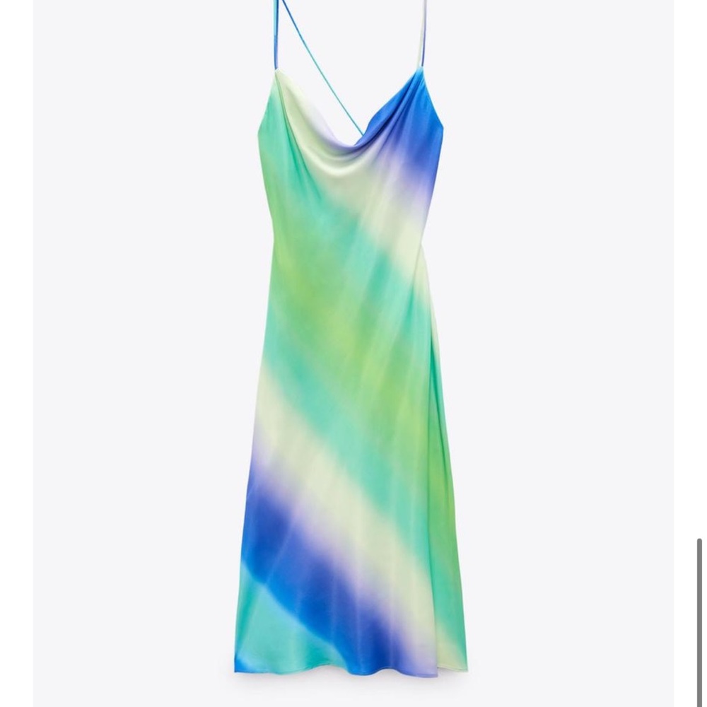 ZARA TIE-DYE SATIN EFFECT DRESS